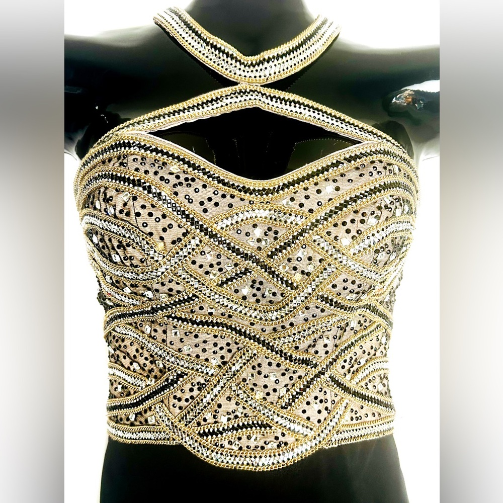 Alexia Designs Strapless Black and Gold Dress - Picture 4 of 14